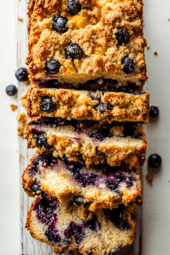 Blueberry peach crumble bread