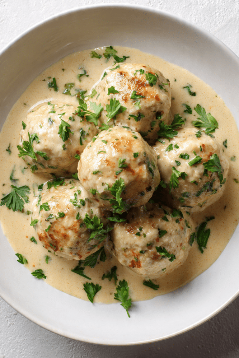 CREAMY GARLIC PARMESAN CHICKEN MEATBALLS